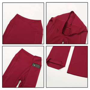 Pantaloni Sportivi Svasati da Donna Personalizzati a Vita Alta Tinta Unita Morbidi e Confortevoli con Effetto Push-Up per Palestra, Yoga, Fitness e Allenamento - Product Image 3