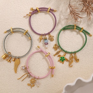 <span class=keywords><strong>Bracelet</strong></span> en corde tressée en coton rouge réglable pour homme et femme, bijoux fantaisie faits à la main, <span class=keywords><strong>bracelet</strong></span> en acier inoxydable - Product Image 1