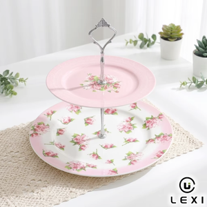 Plateau rond à gâteau en porcelaine Fine, support à pâtisserie en céramique de 2 niveaux pour la maison, les hôtels, les restaurants et les mariages, vente en gros en chine - Product Image 1