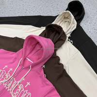 100% sudaderas con cremallera personalizadas de algodón para hombres de peso pesado de gran tamaño French Terry Unisex 3D Puff estampado Zip up Hoodie