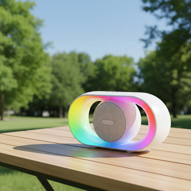 Stylish Mini Wireless Speaker ABS Material With RGB LED Ambient Light Portable Soundbox for Camping & Indoor Use