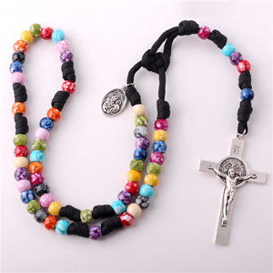종교 보석 가톨릭 짠 Cording 목걸이 10mm 플라스틱 구슬 묵주 <span class=keywords><strong>St</strong></span>.<span class=keywords><strong>Joseph</strong></span> 메달 - Product Image 4