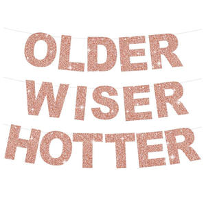 Older Wiser Hotter Glitter Banner Funny <strong>Birthday</strong> Banner for Women <strong>30th</strong> 40th 50th 60th 70th 80th <strong>Birthday</strong> Party <strong>Decorations</strong> - Product Image 4