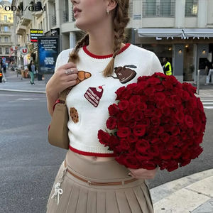 Factory Custom <b>Women</b> Sweater Knit <b>Short</b> <b>Sleeve</b> T-<b>shirt</b> <b>Women's</b> Summer <b>White</b> O- Neck Thin <b>Women</b> Knit Tops - Product Image 5