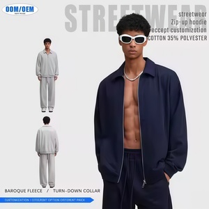 Felpa con cappuccio Oversize da <span class=keywords><strong>uomo</strong></span> con cerniera pesante con Logo Design personalizzato stampa stile Vintage con modello solido di dimensioni XL per l'autunno - Product Image 2