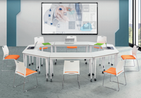 Bureau moderne en métal, Table en bois pour salle de conférence et de formation, bureau d'étude à domicile combiné