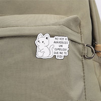 Lot de 3 épingles en émail avec slogan espagnol, chat mignon, citation amusante, broche chaton pour décoration de sac à dos