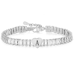 Bracelet en forme de cœur avec lettre, 11 mm, serti de zircons, bijoux de mode pour femmes, cadeau - Product Image 1
