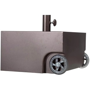 Support <span class=keywords><strong>de</strong></span> <span class=keywords><strong>parasol</strong></span> d'extérieur en acier robuste avec deux roues, jardinière en acier, 17,7L X 17.7W X 10.2H en métal moderne - Product Image 1