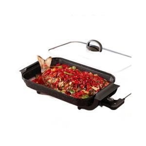 Plancha Eléctrica AUX 44.8x13.5x33cm con Tapa, Antiadherente PTFE, 1501W-2000W, para Asar Pescado y Hot Pot - Product Image 1