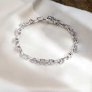 Pulsera de tenis de oro de 18 quilates con diamantes de laboratorio en forma de pera, corazón, óvalo y cojín, modelo MSB-571, joyería personalizada - Product Image 1