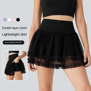 Aoyema Tenis Desgaste Malla Danza Ballet Deporte Pickle <span class=keywords><strong>Ball</strong></span> Falda Adelgazante Golf Falda Pickleball Traje Desgaste Con Interior Pantalones Cortos Bolsillo - Product Image 3