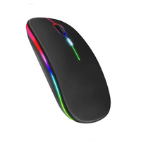 Mouse Nirkabel Ultra Tipis Dual Mode BT 2.4G USB Optik RGB Isi Ulang Ergonomis Portabel Mini dengan 1600DPI