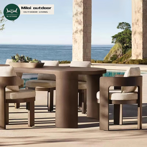 Hiện đại đúc nhôm lớn bàn ăn ghế đặt thời tiết ăn uống ngoài trời đồ nội thất cho nhà hàng khách sạn sân vườn - Product Image 1