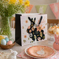 Pafu Oster-Party-Zubehör Oster-Geschenktüten Deko Hase und Eier mit Griffen Recycelte Karton Große Geschenktüten
