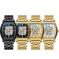 Montre automatique squelette tonneau lumineuse de haute qualité pour homme, montre mécanique de luxe élégante pour affaires