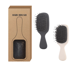 Cepillo de Pelo Pequeño y Portátil con Cerdas de Jabalí y Logotipo Personalizado para Viaje Masaje del Cuero Cabelludo Peinado en Húmedo y Seco Peine Cuadrado con Cojín de Aire - Product Image 1