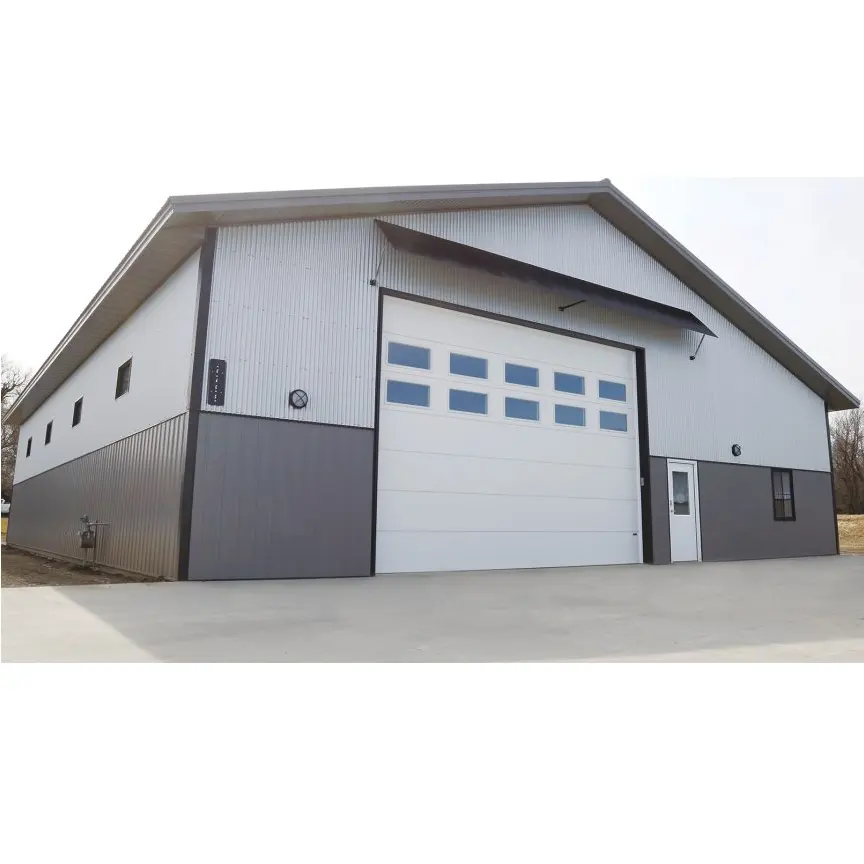 Steel construction building prefabricated office building with workshop for sale