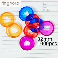 Disques en plastique RINGNOTE 32 mm (1,25 pouce) – Lot de 1000 anneaux transparents en forme de cœur pour organiseurs, carnets et cadeaux