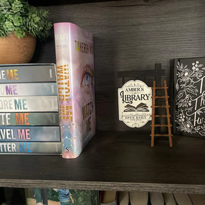 Gifts for Readers Library Sign Wood Bookshelf Mini <strong>Wooden</strong> <strong>SignPost</strong> with Ladder Library Decor - Product Image 5