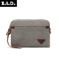 Tas Selempang Kulit Pria Berkualitas Tinggi ZUOLUNDUO, Tas Bisnis Kapasitas Besar dengan Ritsleting dan Lapisan Kanvas