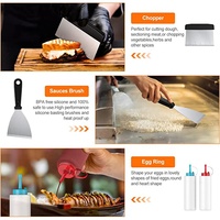 Kit d'accessoires pour plancha ANJUKE 14 pièces, spatules en acier inoxydable, couvercle de cuisson, racloir, pinces, résistant à la chaleur, pour barbecue en plein air, camping