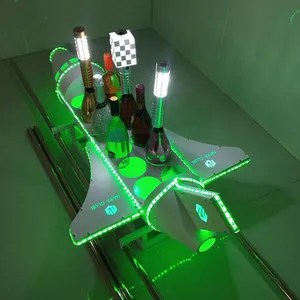 Présentateur de bouteilles LED en forme d'avion en acrylique personnalisé pour seaux à glace pour les pubs de nuit KTV fêtes mariages