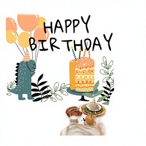 Tapiz de Feliz Cumpleaños para Niños, Diseño de Dibujos Animados con Animales como Jirafa, Panda y Oso, Decoración para Colgar en la Pared, Fondo para Fotos de Fiesta de Cumpleaños de Bebés, Personalizable - Product Image 6