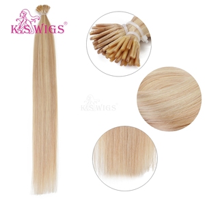 K.SWIGS P18-613# color Highlighted Blonde Stick 100% Virgin Human Hair Straight Cuticle Aligned No <b>Tangle</b> I-Tip Hair Extensions - Product Image 1