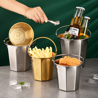 Seau à glace en acier inoxydable 304 couleur or, bacs à boissons avec poignée, design moderne et minimaliste, 0,7L-5,0L pour bars, restaurants, KTV