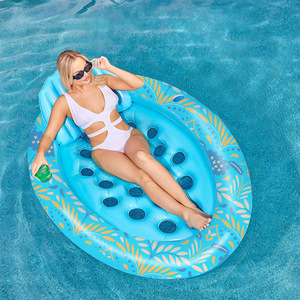 <b>Inflatable</b> <b>Floating</b> Pad 178x128 Cm Flower Design High Buoyancy Pool Lounger Seat Outdoor Use - Product Image 1