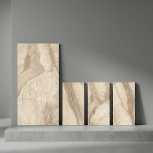Azulejos de Porcelana Esmaltada Digitalmente, 800x1600mm, 9mm, Beige Alabastro, Blanco Marfil, Acabado Brillante, Aspecto Mármol - Product Image 3