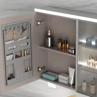 Meuble-lavabo mural moderne avec miroir LED et rangement latéral, armoire flottante pour salle de bain résidentielle et hôtelière