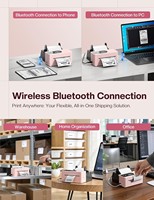 Impresora de Etiquetas de Envío Phomemo 4x6 con Pantalla Táctil, Impresora Térmica Bluetooth, Detección Automática de Etiquetas, Alta Velocidad de 150 mm/s, ROSA