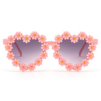 Lunettes de soleil UV400 pour enfants, motif marguerite et cœur violet, pour petites filles, mode estivale, lunettes de fête