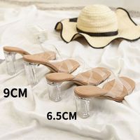 Mules sexy tendance couleur nude à prix abordable pour femmes, chaussures transparentes à talon carré