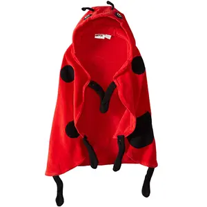 M486 Cute Character Kids Cotton Hooded Towel Lovely Ladybug Design Bathing Fast Drying Kids Cotton Towel