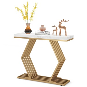 Tribesigns 42 pollici moderna geometrica Base in metallo bianco finto marmo alto <span class=keywords><strong>ingresso</strong></span> Foyer tavolo consolle oro decorazioni <span class=keywords><strong>per</strong></span> la <span class=keywords><strong>casa</strong></span> - Product Image 3