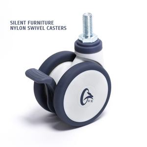 Klappstuhlrollen Schwerlast-Laufrollen M12 Gewindestange Rollen 75mm Gummirad mit Bremsen - Product Image 1