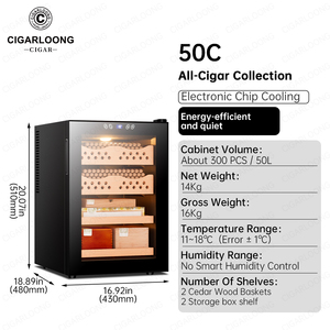 50c Cigarloong Hot Selling Cigar Humidor <b>Cabinet</b> Electronic Good Quality Solid Wood Cedar 50c Hot Selling Cigar Humidor - Product Image 6