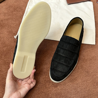 Mocassins montants pour hommes en cuir gaufré crocodile, à enfiler, semelle souple, style Old Money décontracté, chaussures de luxe italiennes originales