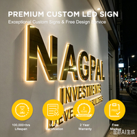 豪华定制 3D 镜面金色 LED 背光标牌 商业标志字母 适用于办公室墙壁 房产开发商大堂标牌