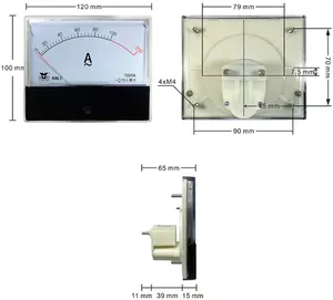 Sobrecarga dupla YT 50 75 100 200A 300b5A medidor ponteiro tamponado 59L1 Amperímetro AC