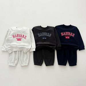 D3993 Ensemble décontracté en coton pour enfants, nouvelle collection printemps, survêtement deux pièces pour garçons avec imprimé lettres, <span class=keywords><strong>pull</strong></span> et pantalon - Product Image 1