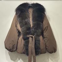 Veste d'hiver en duvet de canard blanc 90% avec col en fourrure de renard, fourrure véritable, ODM OEM, pour femmes