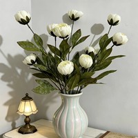 Bunga Peony Buatan Tangan Mewah 4 Kepala dari Pabrik |   Batang Bunga Sutra Real Touch untuk Dekorasi Rumah & Karangan Bunga Pengantin DIY