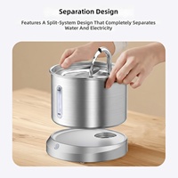 Fontaine à eau intelligente pour animaux de compagnie en acier inoxydable, rechargeable, design détachable automatique pour chats et chiens - Fabricant transfrontalier