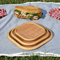 Assiette de fruits créative en mélamine bambou, vaisselle en rotin, plats alimentaires cuits pour barbecue