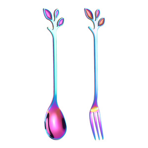 Vente en gros Mini ventouses Couverts Petit <span class=keywords><strong>Palmier</strong></span> Crème Glacée Dessert Or Acier Inoxydable Café Thé Cuillère et Fourchette - Product Image 6