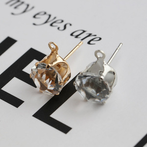 Loose Diamond Earring <b>Posts</b> <b>Round</b> Cubic Zirconia Gold Silver Plated Jewelry Findings For DIY Handmade Accessories - Product Image 4